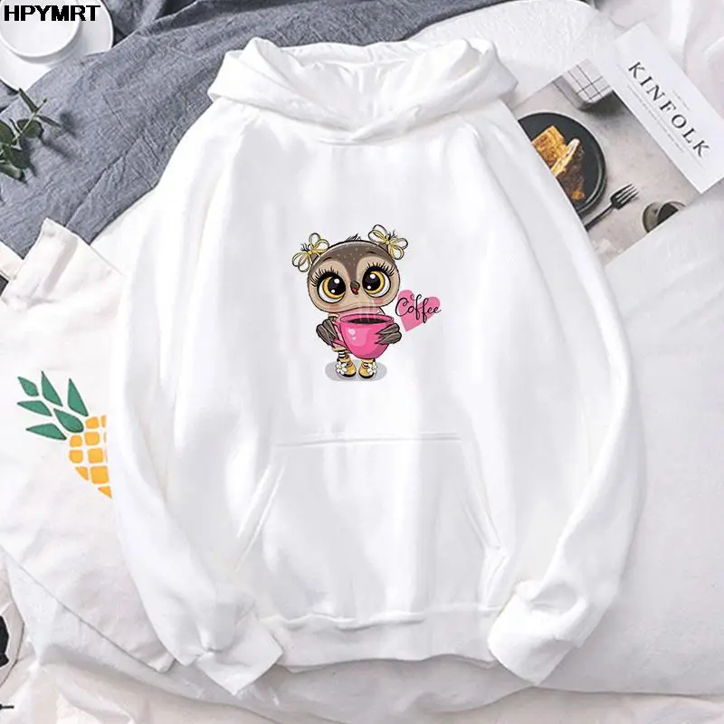 Толстовка унисекс с капюшоном и принтом совы Осень-зима | Женская одежда