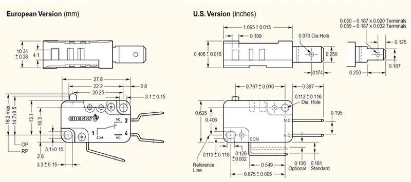 20 шт. CHERRY D45X микропереключатели для кнопки 3 Терминалы Микро Переключатель аркадные части для аркадной игры машина Монета операторский кабинет