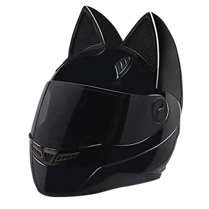 

New Motorcycle Helmet Men and Women Racing Personality Four Seasons Safety Helmet Cat Ear Helmet