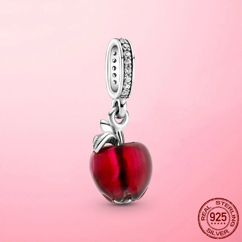 

Murola Charm Silver Color Red Apple Pendant Glass Fruit Charms Fit Brand Bracelet For Women Fashion Jewelry Making Gift
