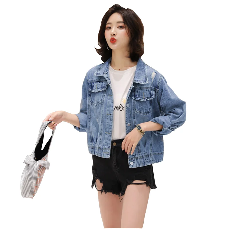 Джинсовая куртка женская весна осень новая одежда мода старые и свободные тонкие