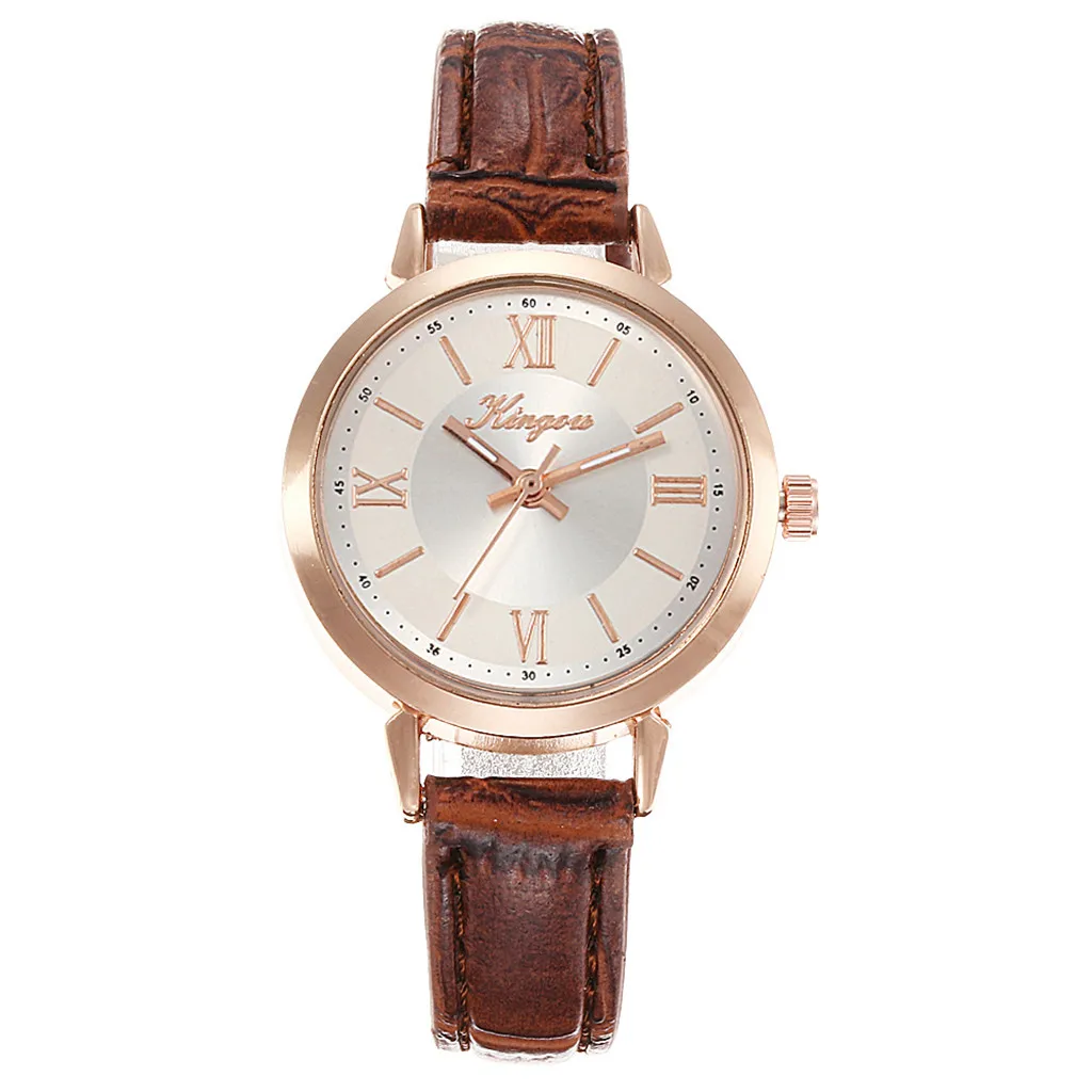 

Fashion Simple Women Watches Without Digital Scale Rose Red Shell Belt Quartz Watch Precious Women's Watches Relogio Feminino