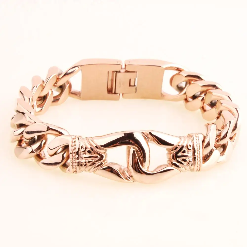 Браслеты мужские из нержавеющей стали под розовое золото в стиле хип-хоп |