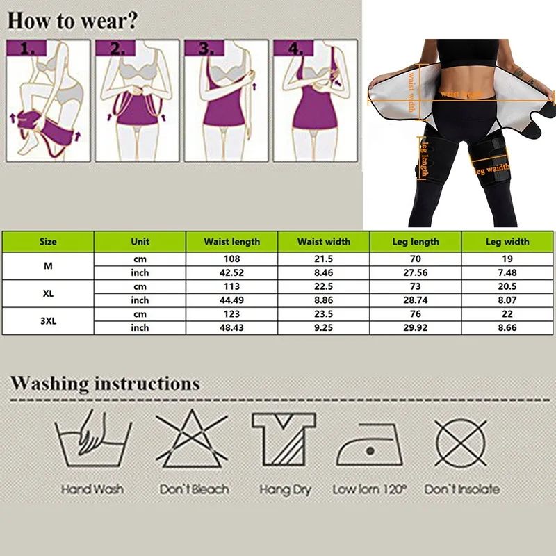 

3 in 1 Waist Trainer and Thigh Trimmer Double Compression Belt Leg Support Sweat Effect Neoprene Workout Waist Thigh Trimmer