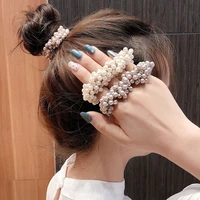 women pearl stylish hair band girl scrunchies high elastic hair cord headband rubber band ponytail headband hair accessories