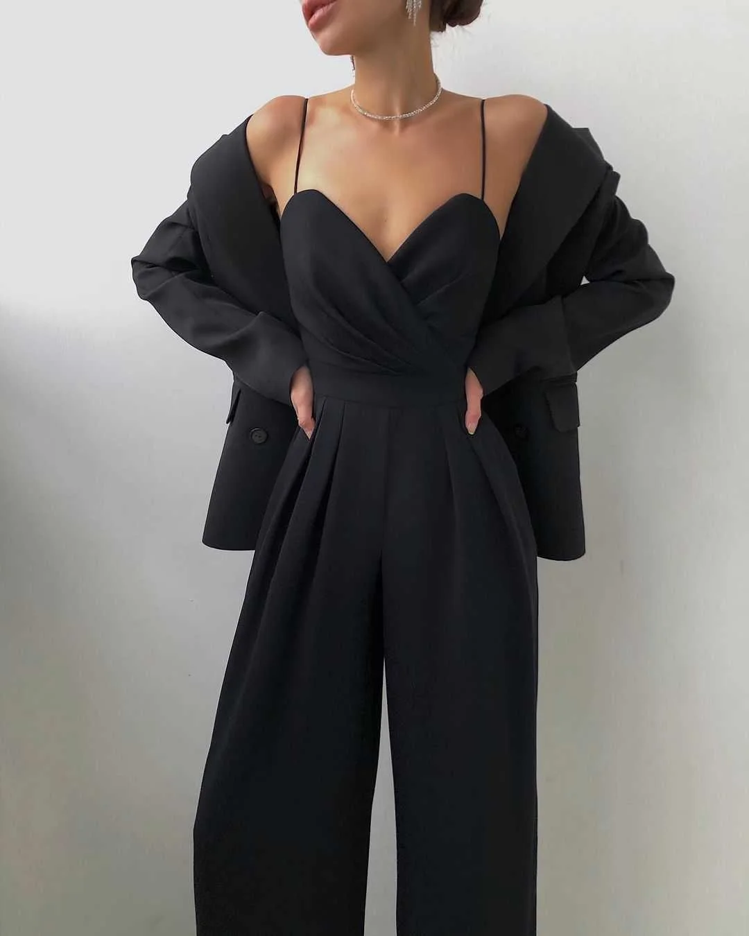 

2021 New Fashion Mouthless High Tail Jumpsuit Women Casual Rumplestiltskin Stright Long Broek Jumpsuit Women Bodysuits