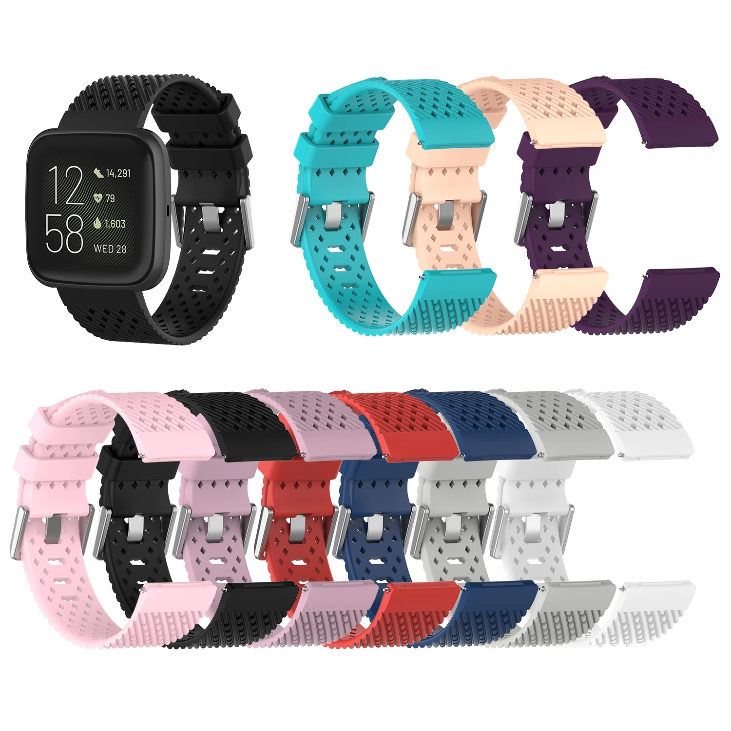 Ремешок спортивный для Fitbit Versa 2/Versa Lite водонепроницаемый силиконовый дышащий