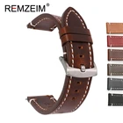 Кожаный ремешок для мужских и женских часов, коричневого и черного цвета, с пряжкой из нержавеющей стали, 20 мм, 22 мм