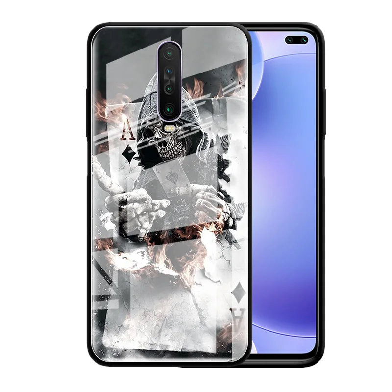 

Glass Case For Xiaomi Redmi Note 9S 8T 9 8 Pro 7 8A Mi 10 Lite 5G 9T CC9 Tempered Phone Capas Cover Grim Reaper Skull