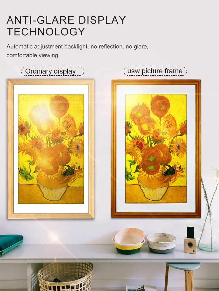 

picture frame for wall igallery with automatical slideshow 32 inch lcd screen advertising wifi digital signage