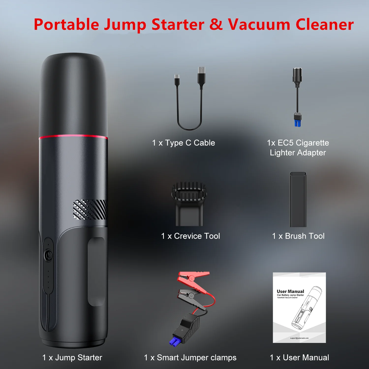 

GKFLY Atuo Jump Starter 1200A 15000mAh Wireless Suction Handheld Car Vacuum Cleaner Starter USB Power Bank Cordless 4000PA