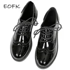 Женские туфли-оксфорды EOFK, черные деловые туфли-Дерби на плоской подошве, для осени и весны
