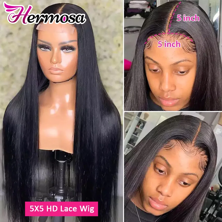 Парик Hermosa с застежкой 4x4 парики из человеческих волос бразильские прямые на