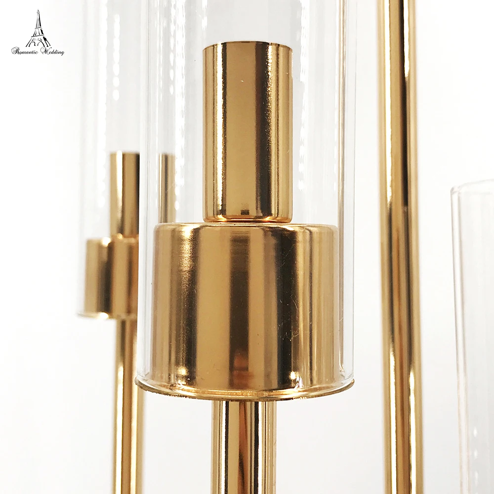 6 шт./лот 8 головок металлический подсвечник золотой стеклянная крышка свадебный