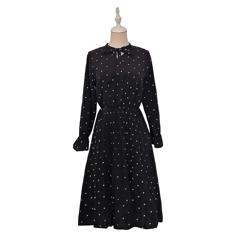 

Женское Плиссированное Платье, Элегантное повседневное черное винтажное платье мини с длинным рукавом, одежда в Корейском стиле для вечери...