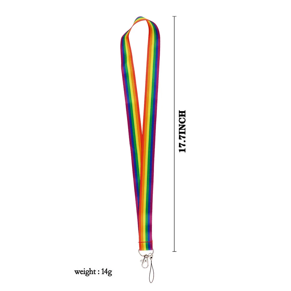 lgbt rainbow heart webbing lanyard neck straps for phone charms gay pride keychains holder key id card badge keycord accessories free global shipping