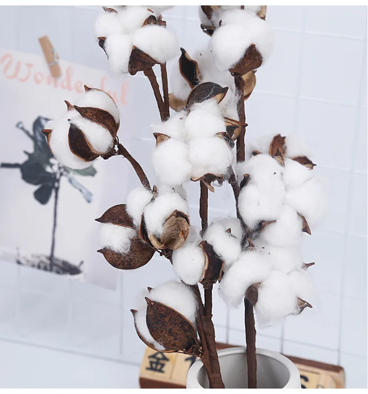 Сушеные хлопковые цветы с 10 головками искусственные растения веточка для