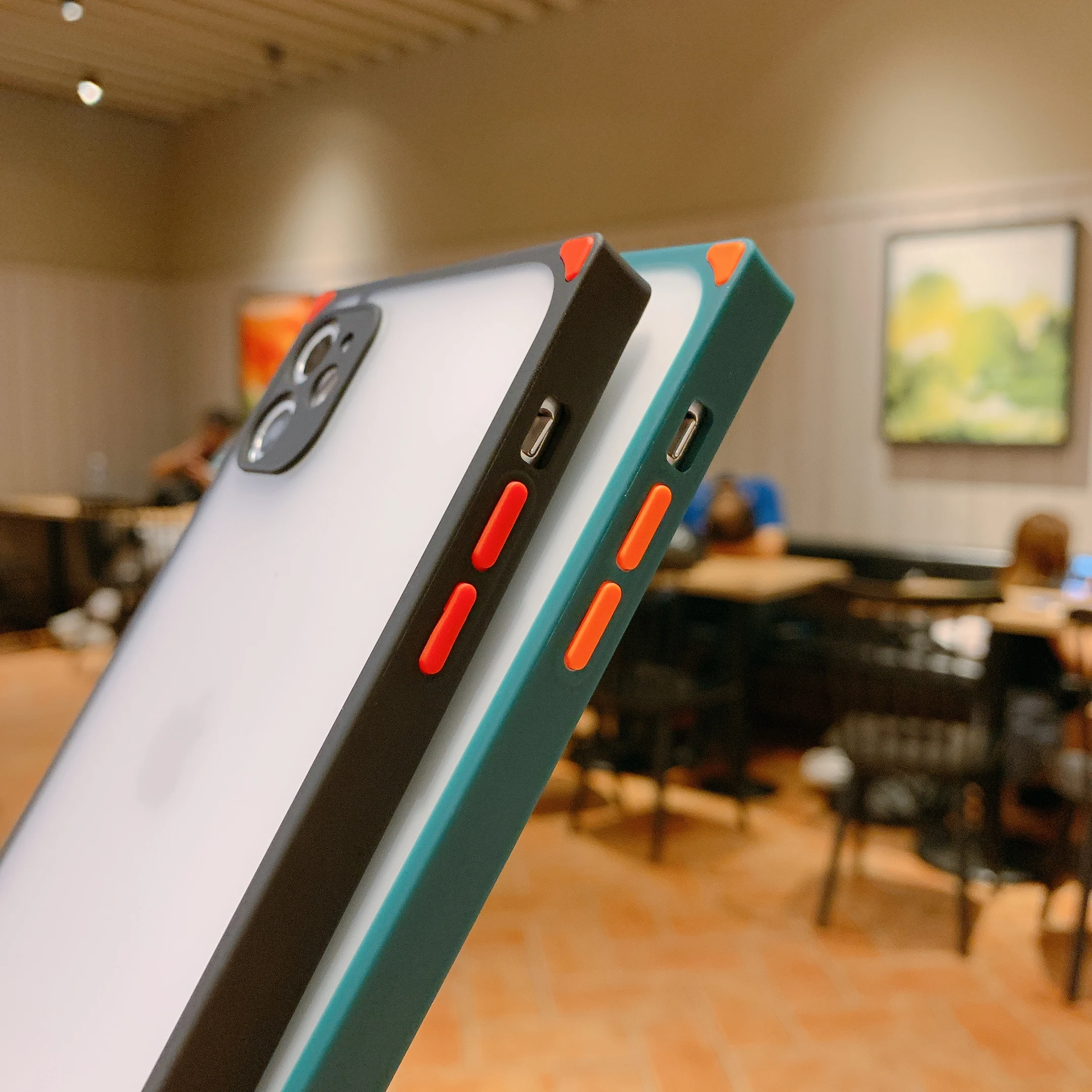 

Square Frame Translucent Matte Phone Cases For iPhone 11 Pro XS Max XR X 8 7 6 6S Plus SE2020 Camera Protection Shockproof Cover