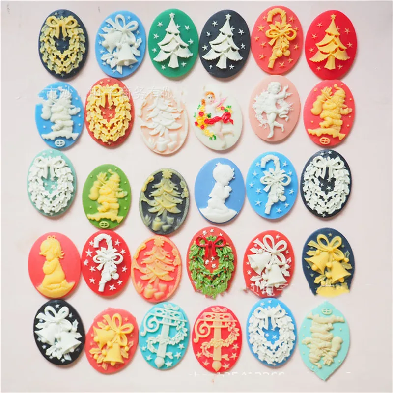 30pcs/bag Resin Retro Christmas Patch Decoration Accessories Slime Toys Polymer Clay Molds Playdough DIY Cream Glue Mud Material | Игрушки и