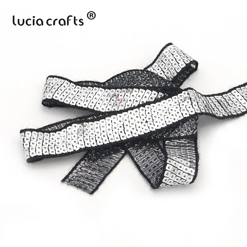 Black 3y Lucia ремесла блесток Бисероплетение Spangle ленты отделка Кружева DIY ручной работы головной убор украшения одежды(3 ярда/Лот) R0808 - Цвет: Black 3y