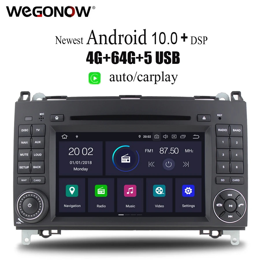 DSP PX6 IPS Android 10 6 Core 4G + 64G Автомобильный DVD плеер радио GPS Bluetooth wifi для Benz W169 W245 Viano/Vito