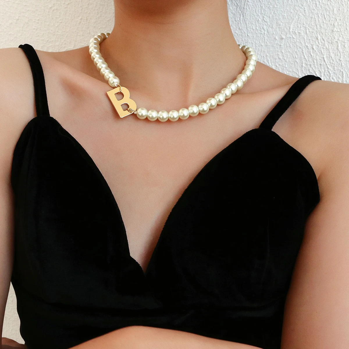 Женское ожерелье с подвеской в виде Буквы B жемчугом | Украшения и аксессуары