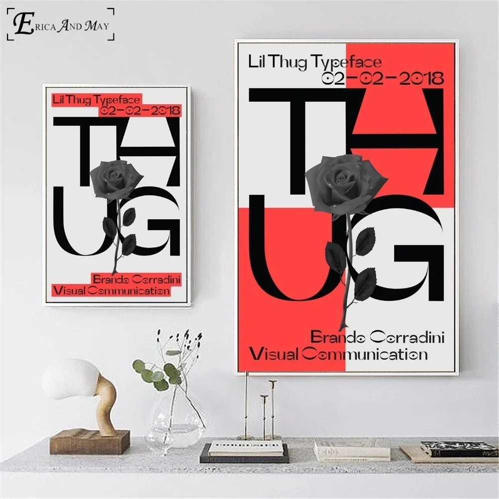 Thug Lil Peep Typeface Logo Poster And Print Canvas Art Painting Wall Pictures For Living Room Decoration Home Decor No Frame | Дом и сад