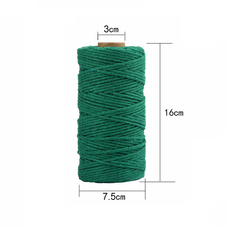 

3mm 100% Cotton Cord Colorful Cord Rope Beige Twisted Craft Macrame String DIY Home Textile Wedding Decorative supply 110yards