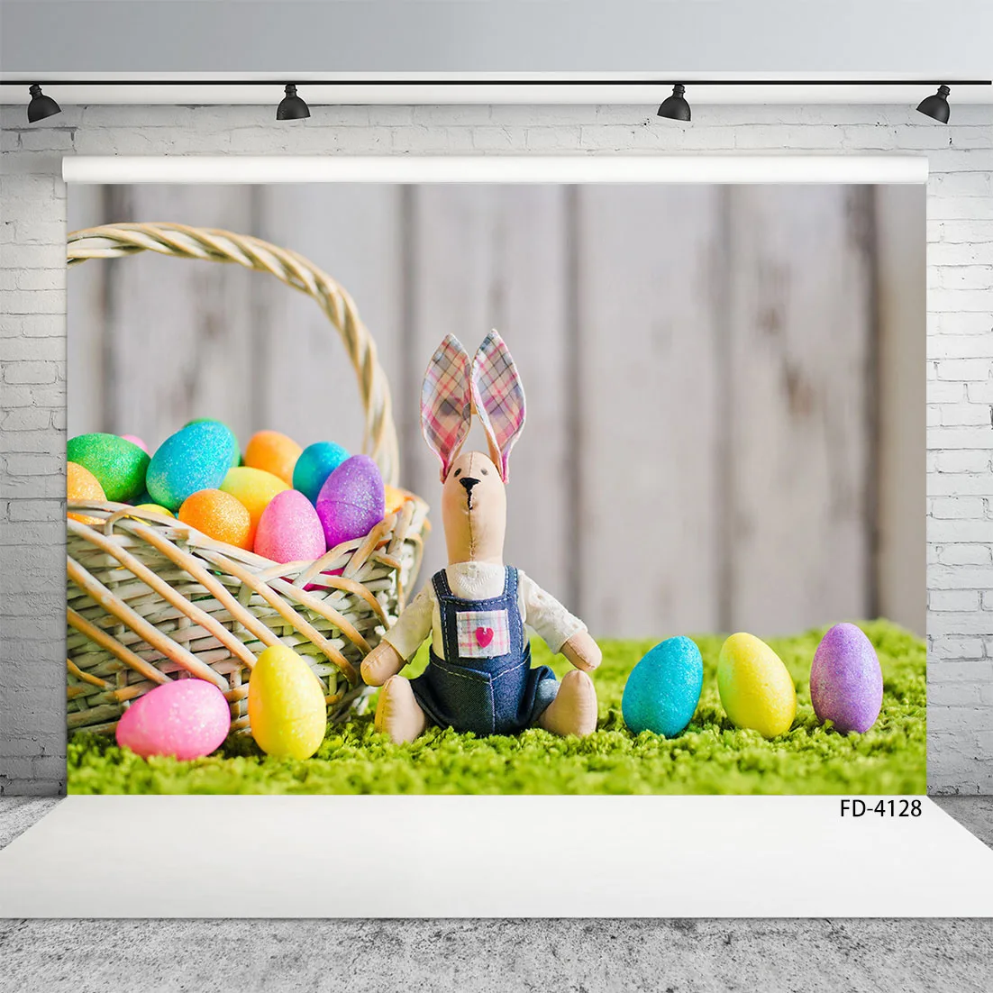 

Easter Eggs Rabbit Grass Wood Wall Child Photography Background Baby Shower Poster Photo Backdrops Studio Props Photophone Decor