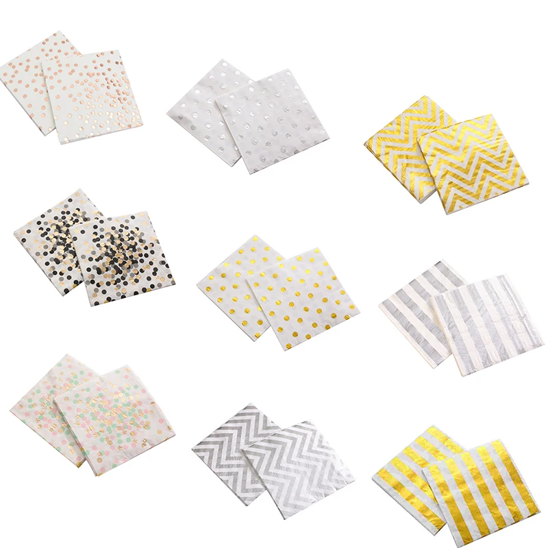 20 штук из розового золота в горошек Бумага салфетка вечерние 100% Девы древесины