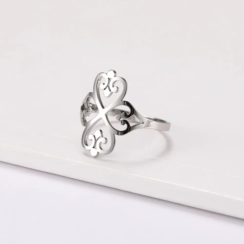 Женское кольцо с цветком и клевером Lemegeton полый Филигранное ювелирные украшения