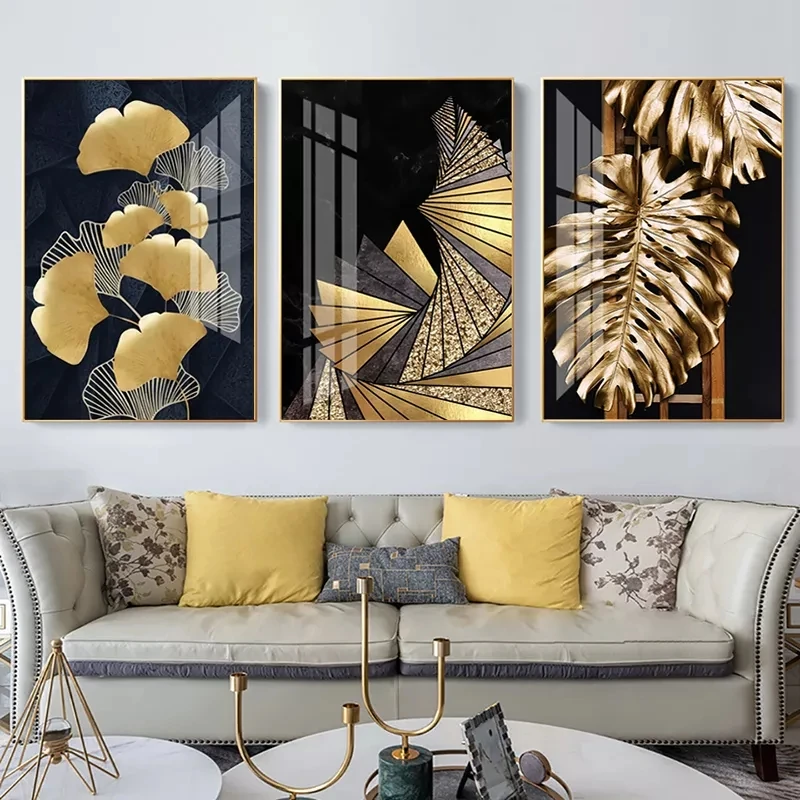 

Nordic Decoration Golden Plant Leaf Posters Canvas Abstract Print Plants Wall Art Painting Picture for Living Room Home Decor