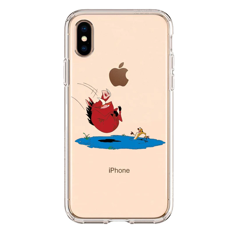 TPU Милый мягкий силиконовый чехол из ТПУ с изображением короля льва Simba для телефона iPhone XS MAX 6 6S 7 8 Plus X XR прозрачный чехол - Цвет: TPU