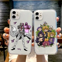 jojos bizarre adventure jojo anime phone case for iphone 13 12 11 8 7 plus mini x xs xr pro max transparent soft
