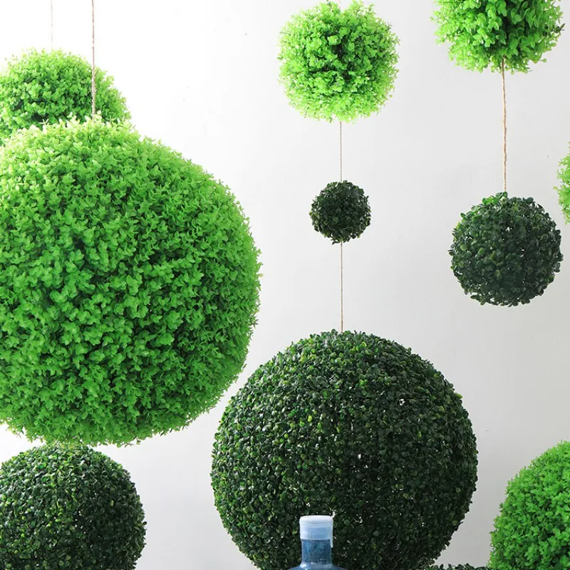 

1PC Artificial Grass Ball Simulation Green Plastic Plant Shopping Mall Hotel Ceiling Home Decoration Plants Grass Ball