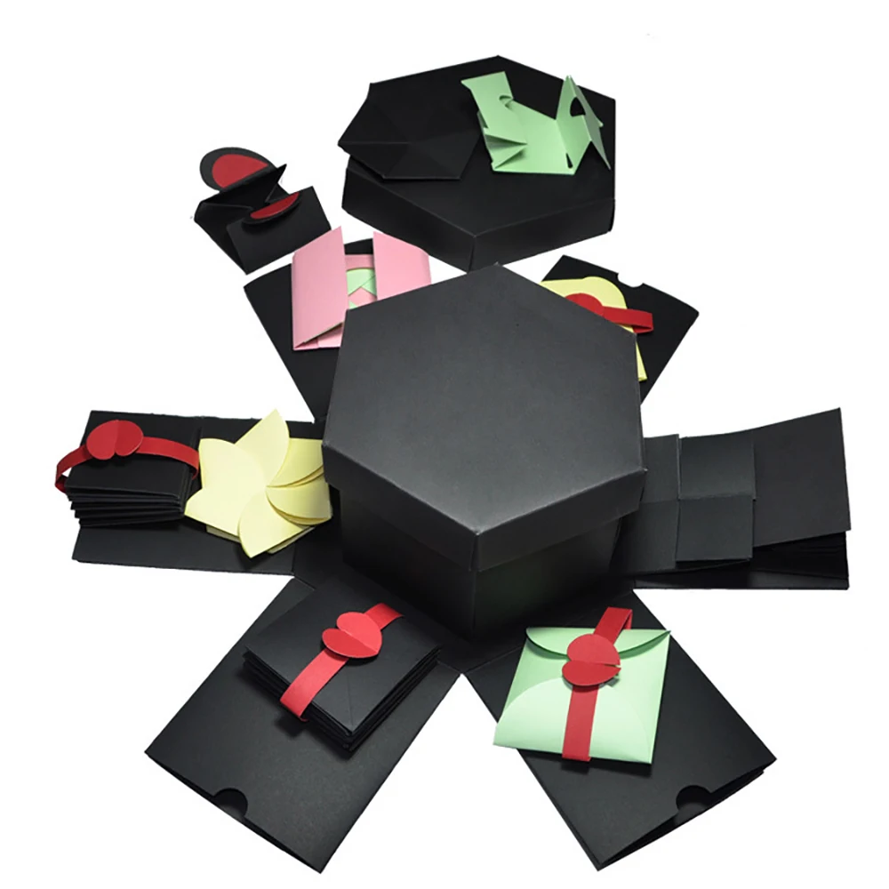 Hexagon 5 Layer 12 Sided Explosion Gift Box DIY Photo Album Surprise Exploding box Birthday for Girlfriend Boyfriend | Дом и сад