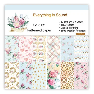 

New 12 inch Everything Is Sound patterns handmade background paper Scrapbook Paper 24sheets,DIY Origami Craft Art home deco