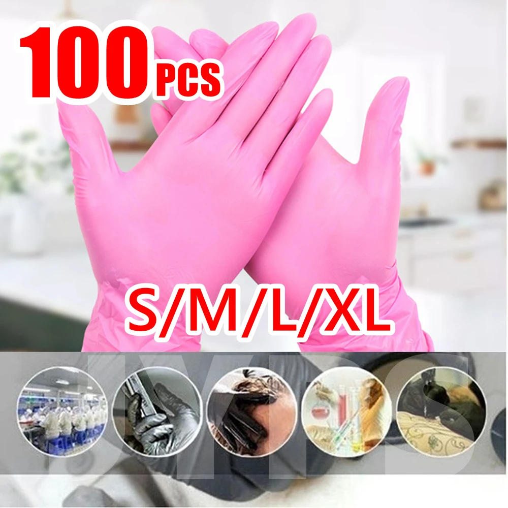 

Nitrile Gloves 100pcs Waterproof Cleaning PVC Rubber Latex Gloves Guantes Disposable Work Gloves Kitchen Gadget set Dropshipping