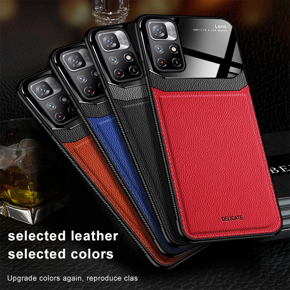 leather mirror glass phone cover for xiaomi poco m4 pro 5g pu shockproof phone back case for poco m 4 4m pro poko m4 pro 6 6inch free global shipping