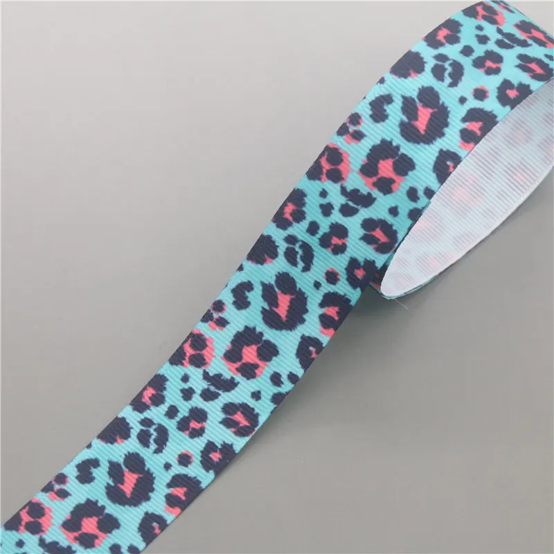 

DHK 50yards leopard Printed Grosgrain Ribbon Accessory Hairbow Headwear Decoration DIY Wholesale OEM S1389