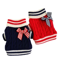 pet dog small dog cat knit sweater puppy hoodie winter warm clothes clothing pullover bow design