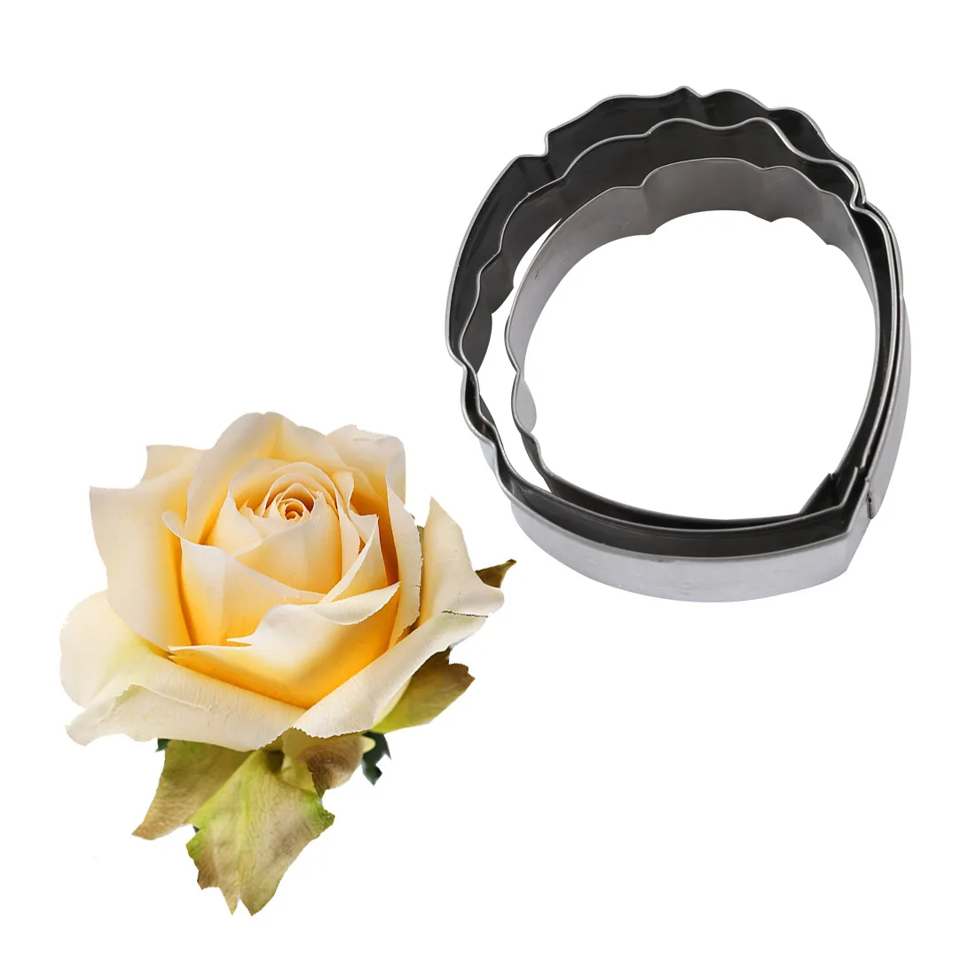 

3pcs/set Rose Flower Cookie Mold Stainless Steel Wedding Cake Decor Sugarcraft Biscuit Cutter Baking Cookie Tools M001