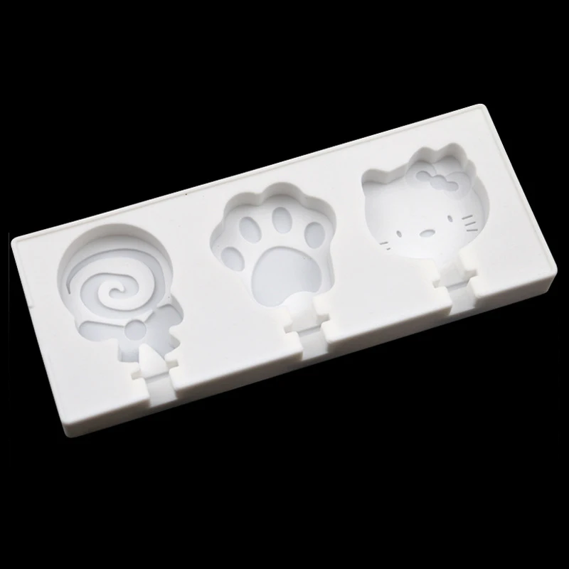 

Newest 3 Cavity Ice Cream Mold Popsicle Silicone Mould DIY Homemade Fruit Juice Dessert Ice Pop Marker With Lids And Sticks