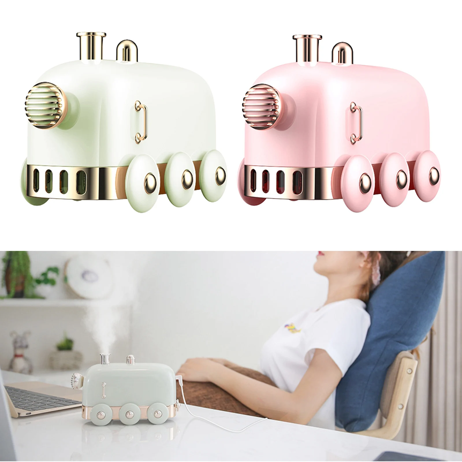 

300ML Ultrasonic Humidifier Desktop Night Light Aroma for Car Office Bedroom