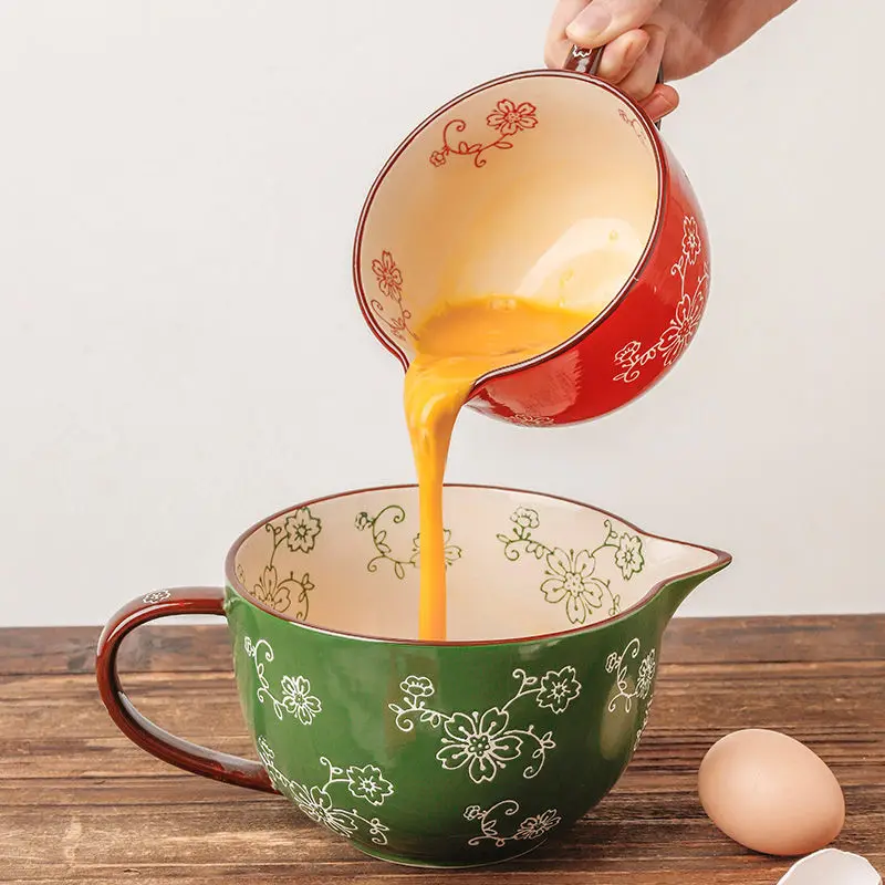 

Ceramic beaker Bowl Large capacity The Mixing Bowl household can bake in microwave oven to return egg bowl and lovely bowl.