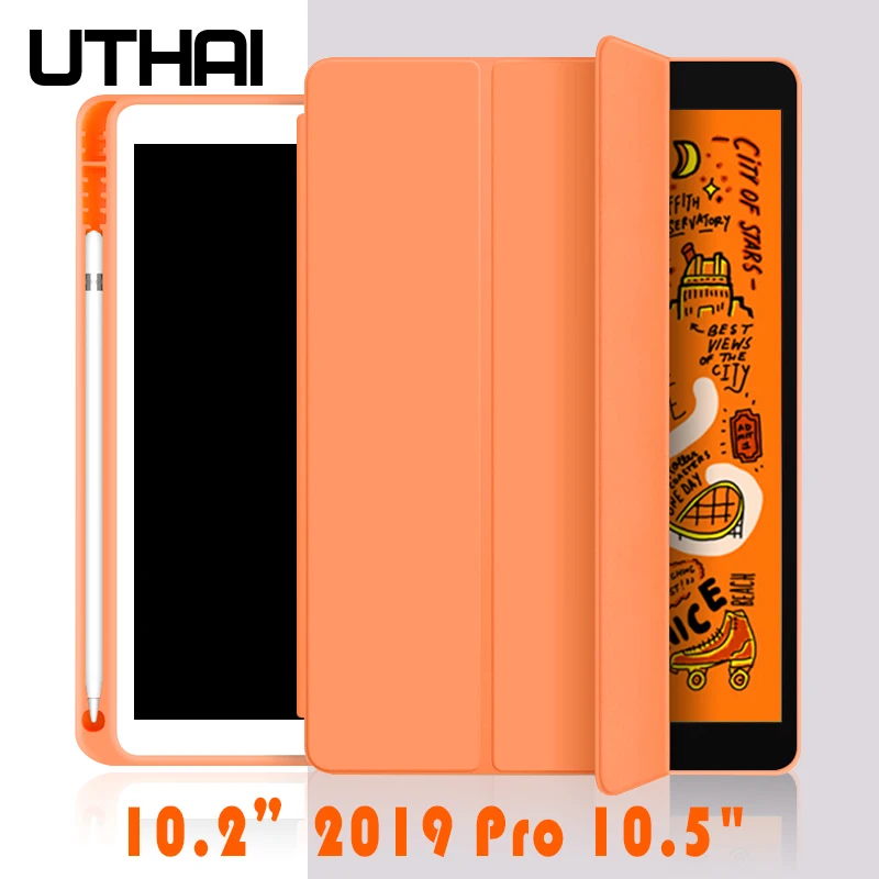 Чехол UTHAI для ipad 10 2 чехол 2019 с держателем ручки 5 7 го поколения мягкий силиконовый