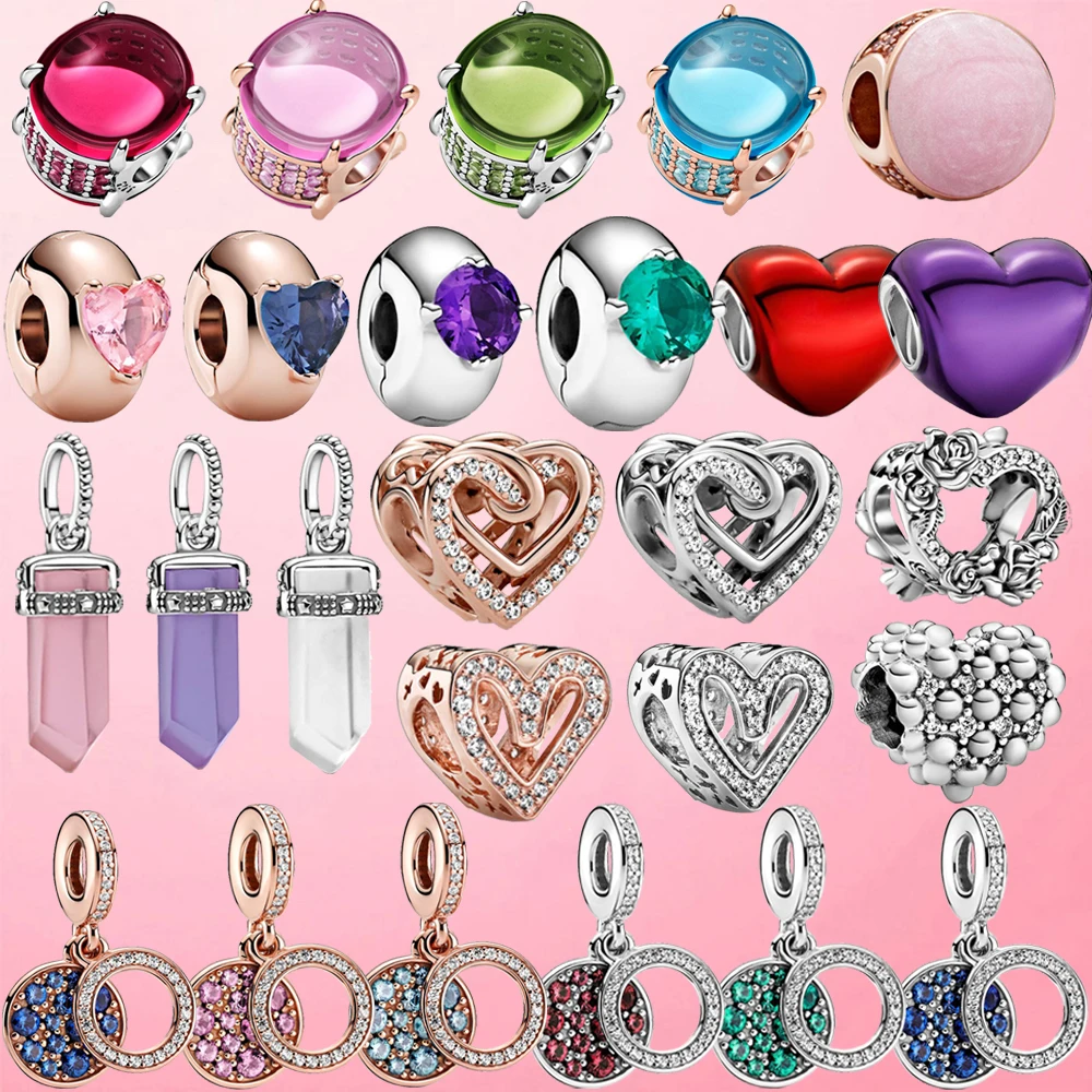 

Lover 925 Sterling Silver Beads Blue Green Pink Rose Oval Cabochon Charms Fit Original Pandora Bracelet Women Jewelry Gift