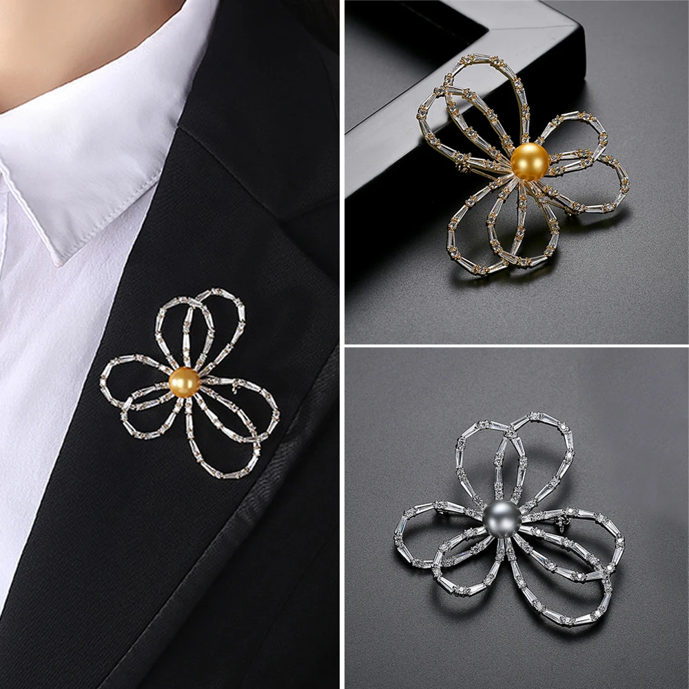 

Lady Fashion Pins Charming Crystal Beads Brooch Large Flower Brooch Pins Jewelry Broches For Women Girls Gift Jewelry 2020 New