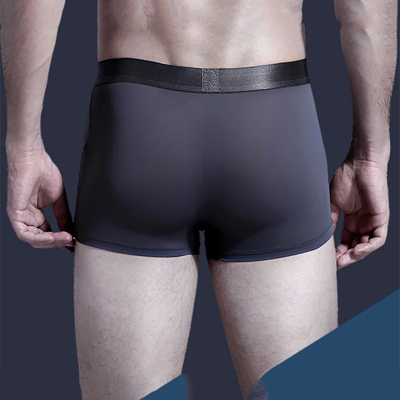 Men's Ice Silk Underwear Sexy Boxer Shorts Boys Shorts Breathable Mesh Men Underpants Factory Direct Sales