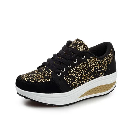 Women Toning Shoes Wedge Slimming  Fitness Swing Shoes Female Platform Height Increasing Breathable Sports Sneakers Eu35-42